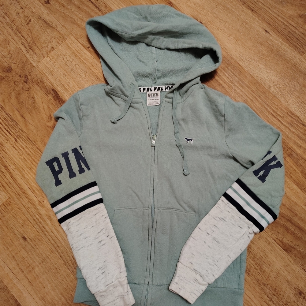 Pink Green Zip-Up Hoodie